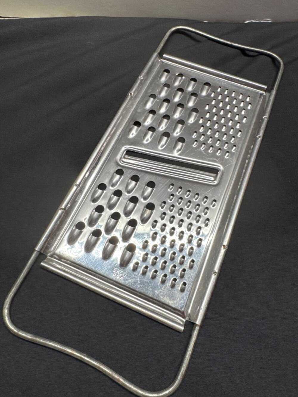 Vintage Ekco USA Stainless Steel Flat Cheese Grater With Handle Durable Multi-Si
